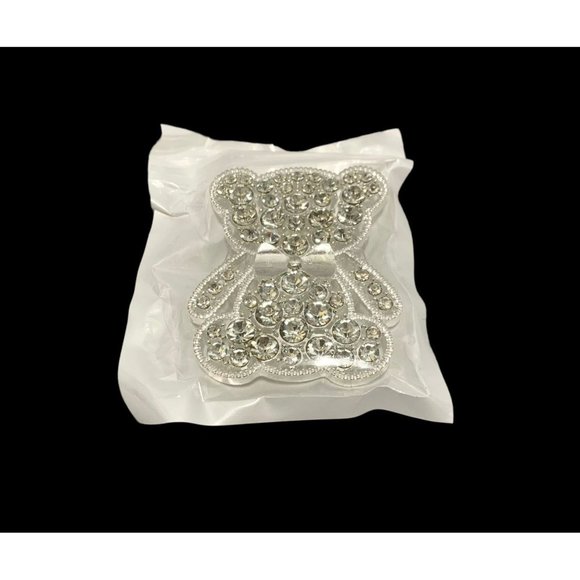 Cute Bear With Bow Tie Rhinestone Cellphone Holder - Picture 3 of 6